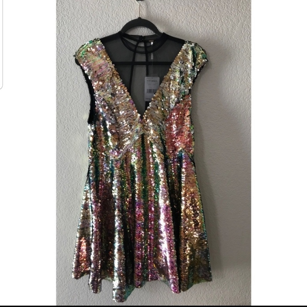 NWT Free People Dance til Dawn rainbowsequin dress - Picture 3 of 5